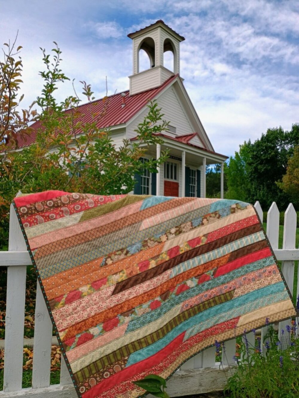 🍂🤎💛BN HANDCRAFTED COTTON JELLY ROLL LAP QUILT 53" X 66" FALL AUTUMN